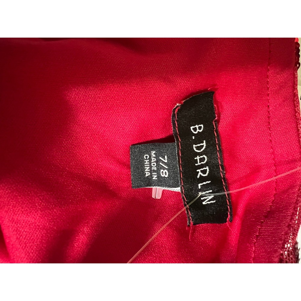 B. Darlin Red Sequin Halter Neck Formal Gown Damask Mermaid Maxi Dress Prom Gala - Picture 13 of 13